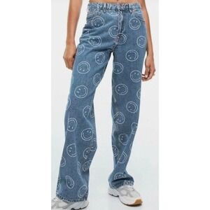 SMILEY x‎ H&M  Smiley Face Wide Leg Relaxed Slouchy Jeans Women's 24*